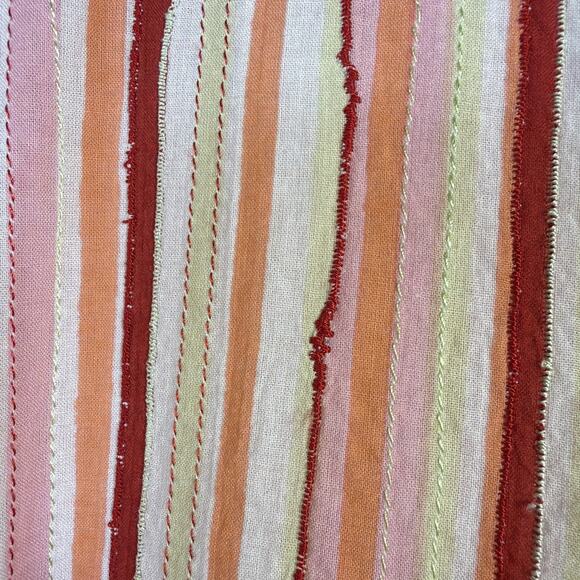 Coldwater Creek Women 2X Blouse retro button down red orange Stripe Cotton - Picture 5 of 12